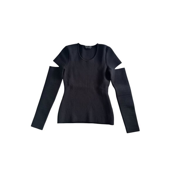 ALEXANDER WANG Black Cold Shoulder Sweater Top Size XS - Picture 3 of 8